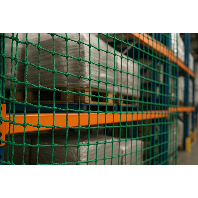 Filet de protection rayonnage haute résistance entrepôt évite chutes produits améliore sécurité