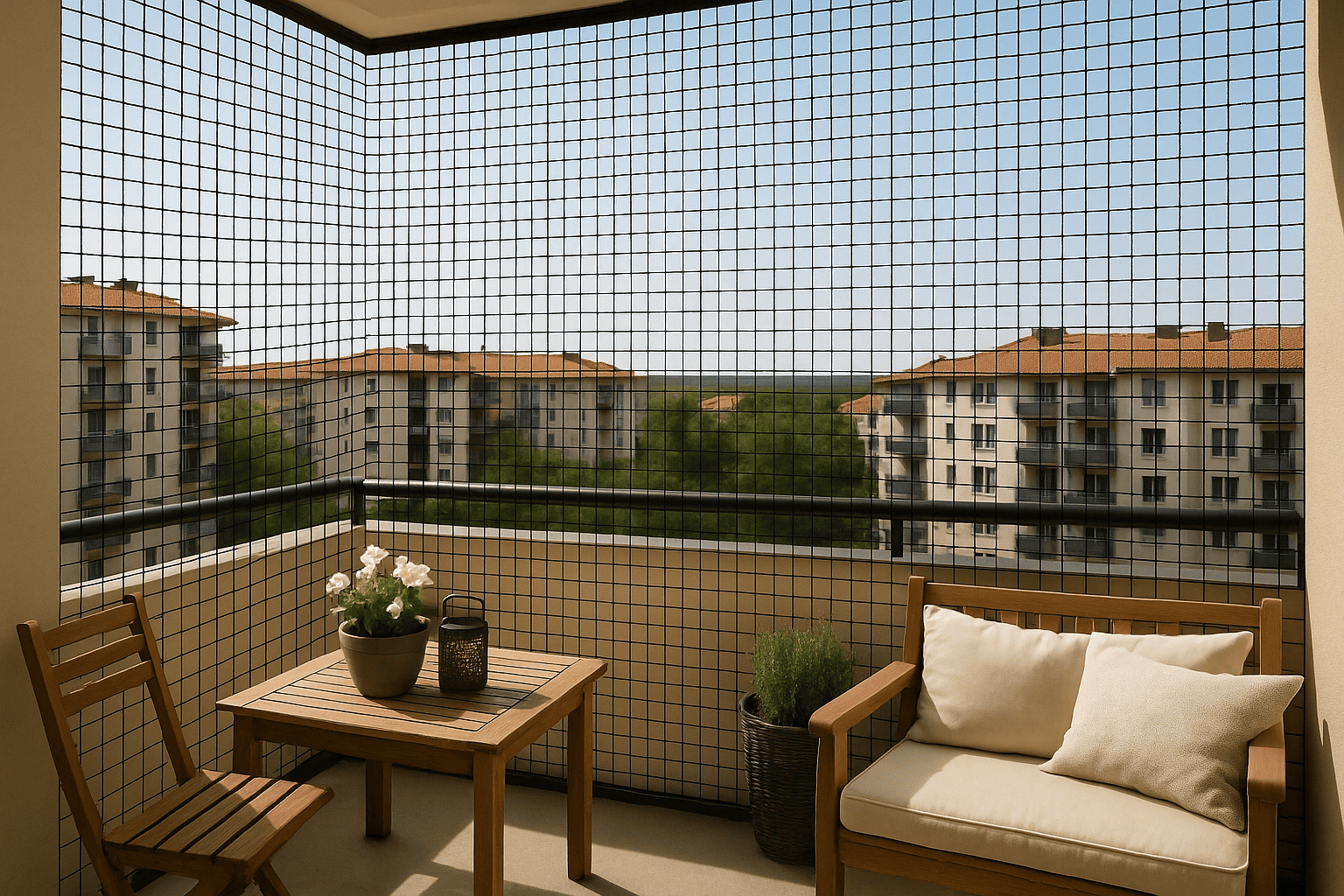 Filet de protection de balcon appartement ou terrasse maison maille fin Larrieu Frères Filet de protection de balcon appartement ou terrasse maison maille fin Larrieu Frères