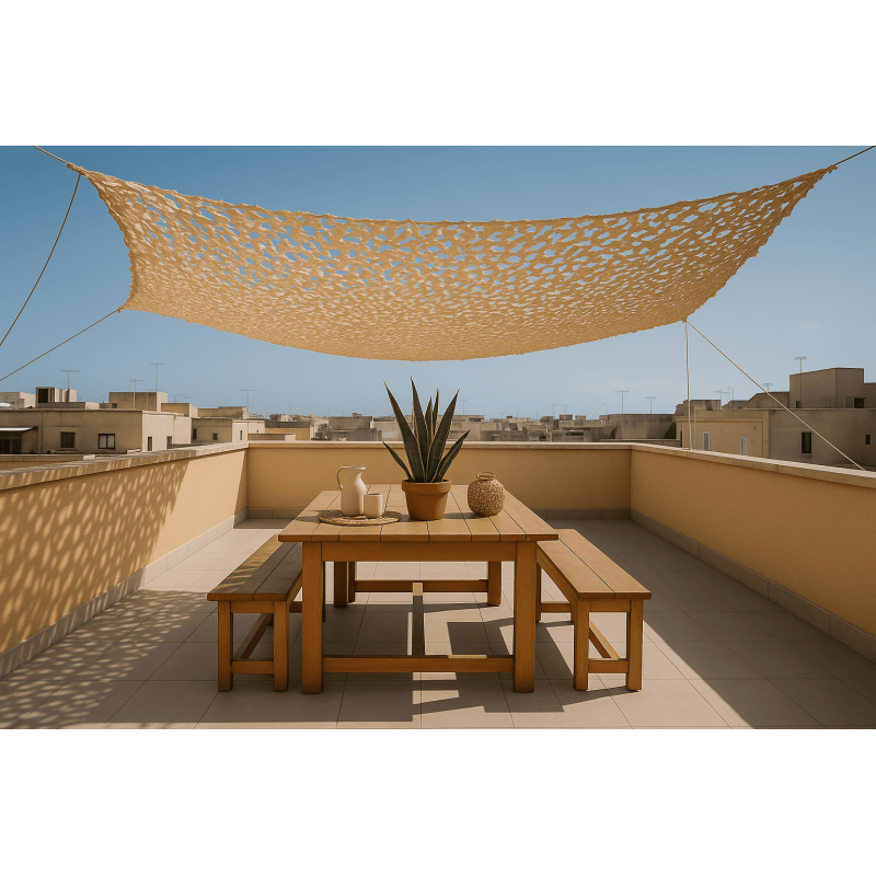 Filet camouflage désert personnalisable Larrieu Frères filet camouflage désert ombre terrasse