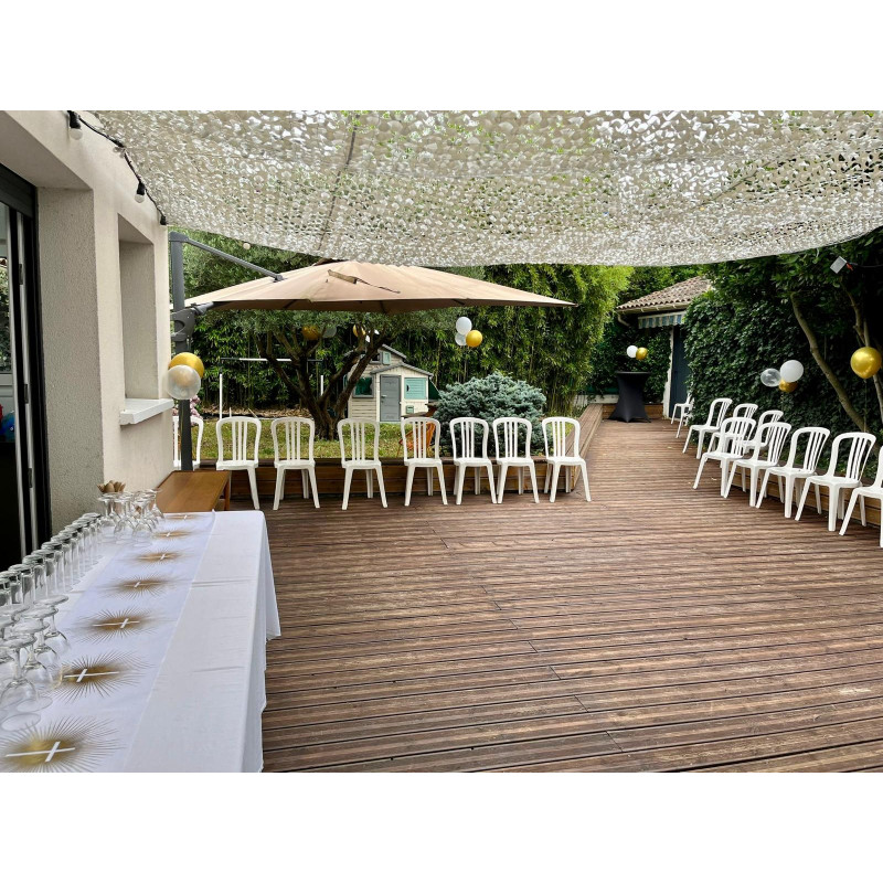 Filet camouflage blanc renforcé pour ombrage terrasse