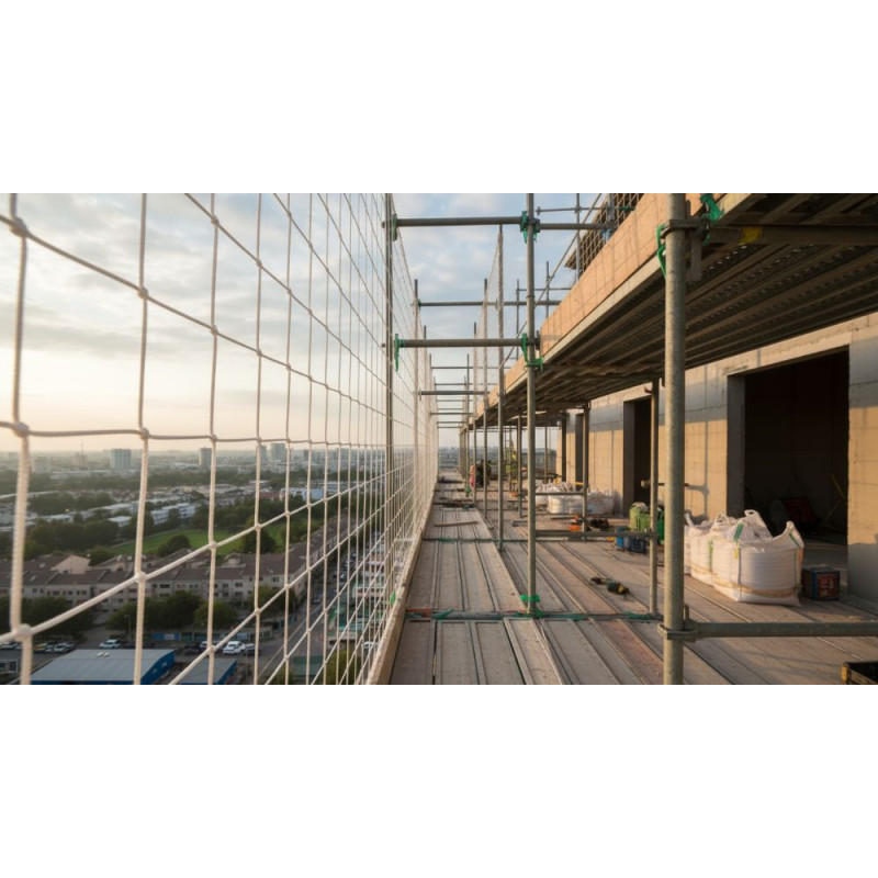 Filet garde-corps chantier sécurité maille 100 mm polyamide blanche ralingue 10 mm