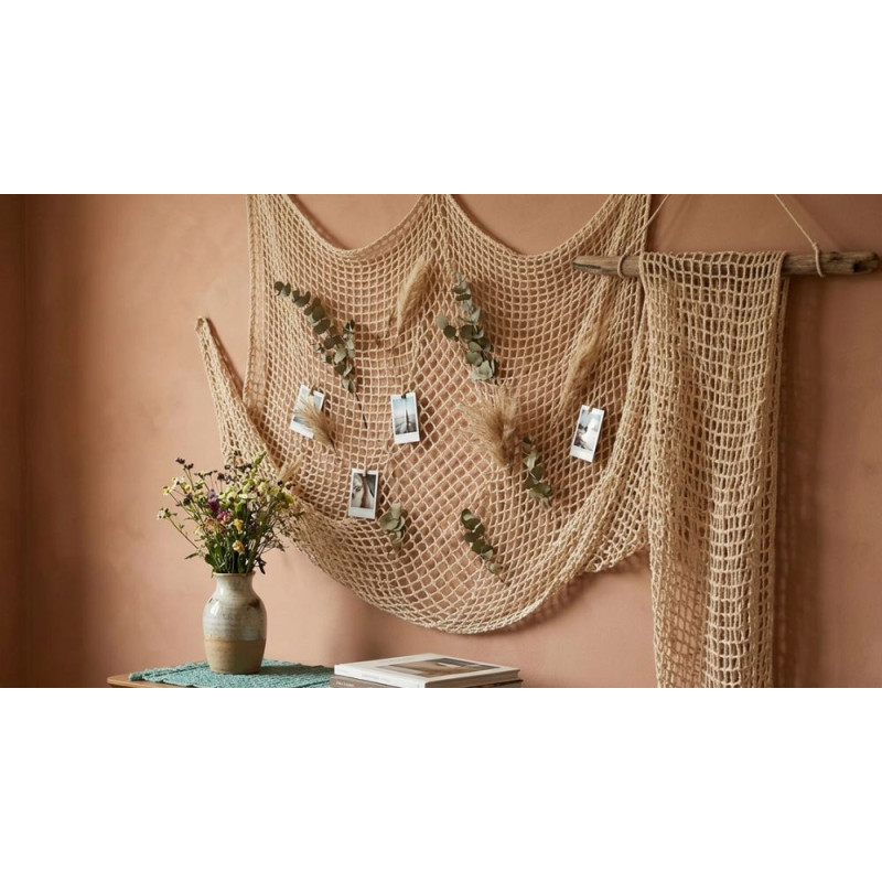 filet coton écru décoration intérieure extérieure style naturel utilisation jardin terrasse mur