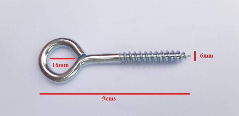 Piton en acier zingué pour fixation de filet de catamaran avec mesures