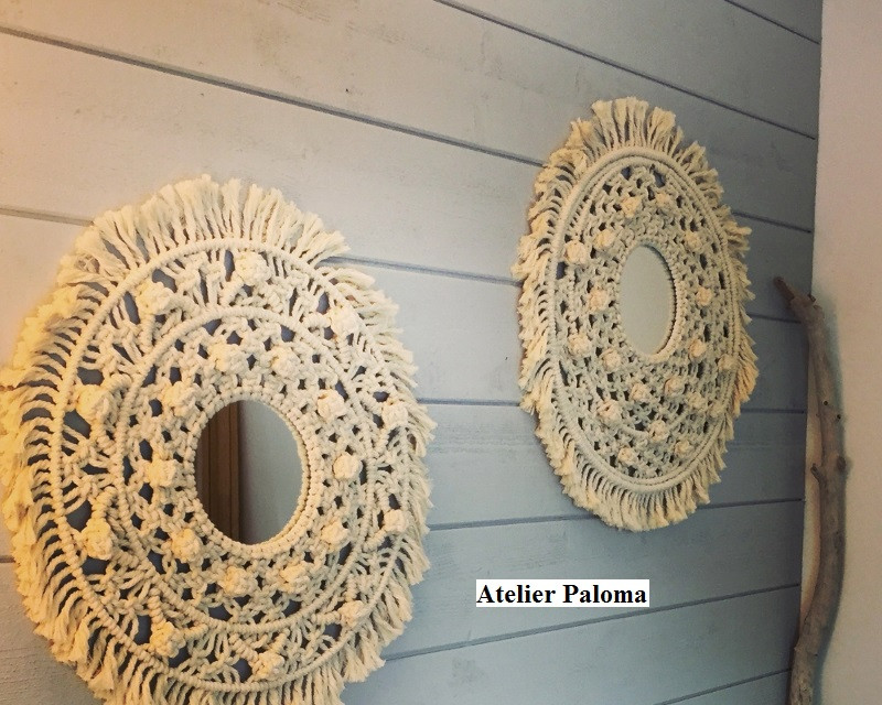 Miroir avec macramé coton