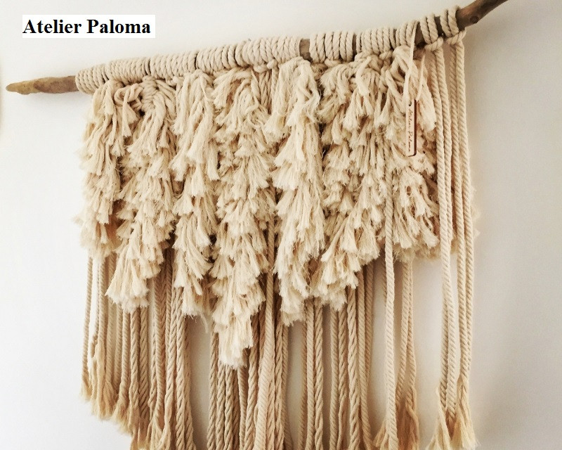 Réalisation macramé mural en cordage coton