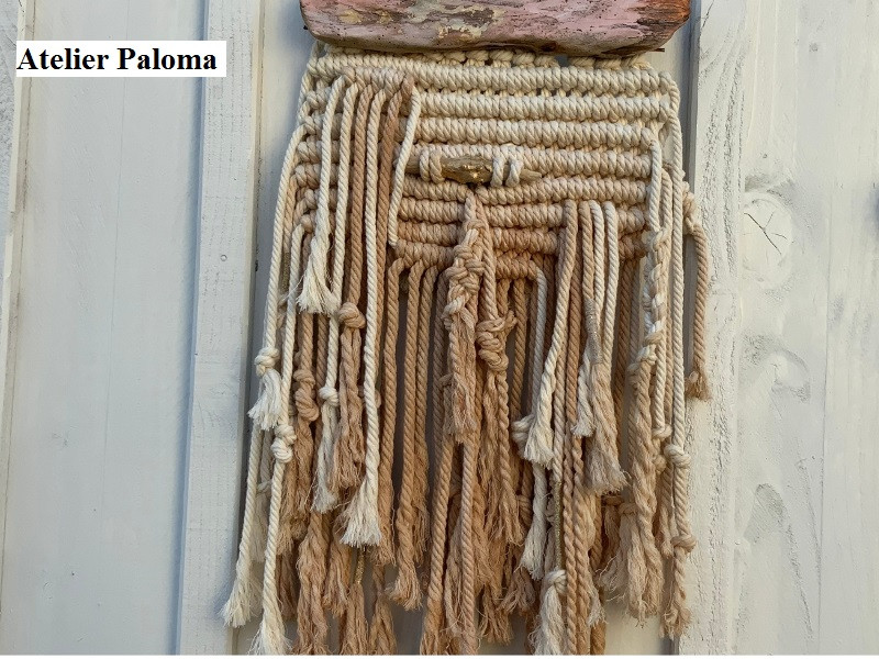 Réalisation macramé mural en cordeau coton
