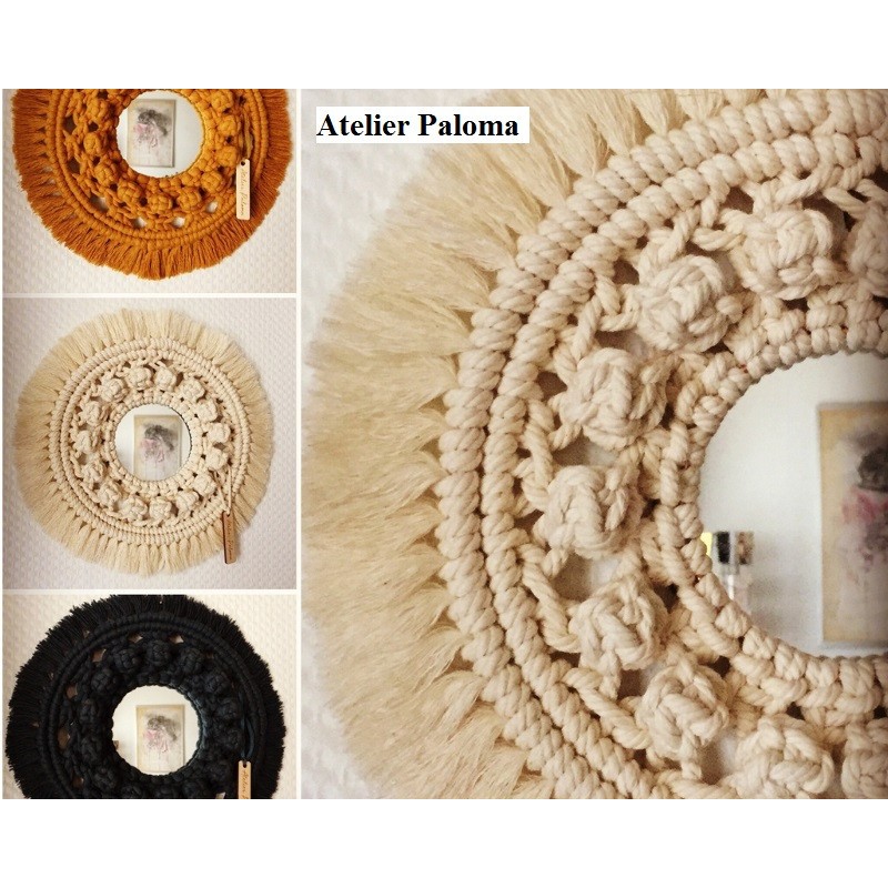 Miroir réalisés en cordage coton macramé
