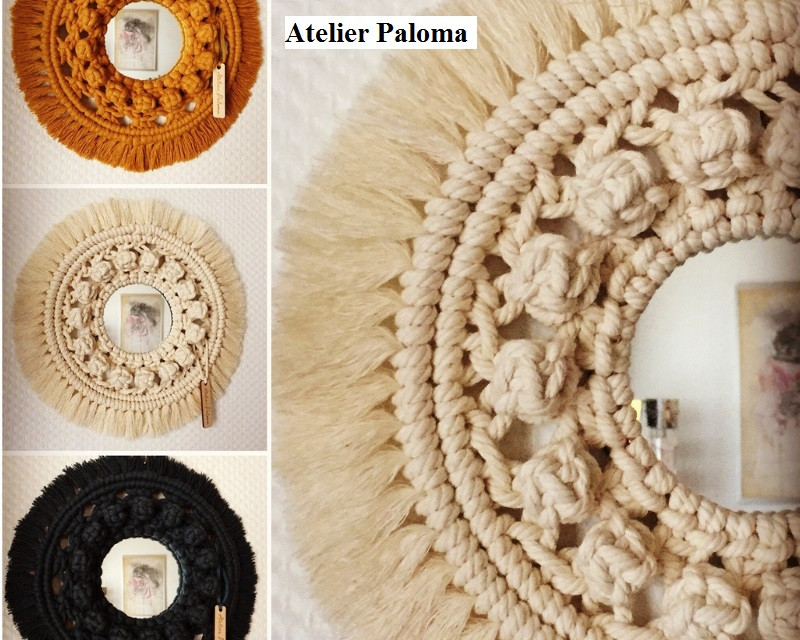 Miroir réalisés en cordage coton macramé