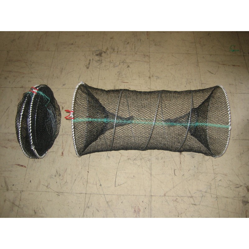 Nasse à Poisson Automatique 6 Trous - Filet Pliable Avec Fermeture éclair, 58x22 Cm, Pour écrevisses, Crabes, Anguilles